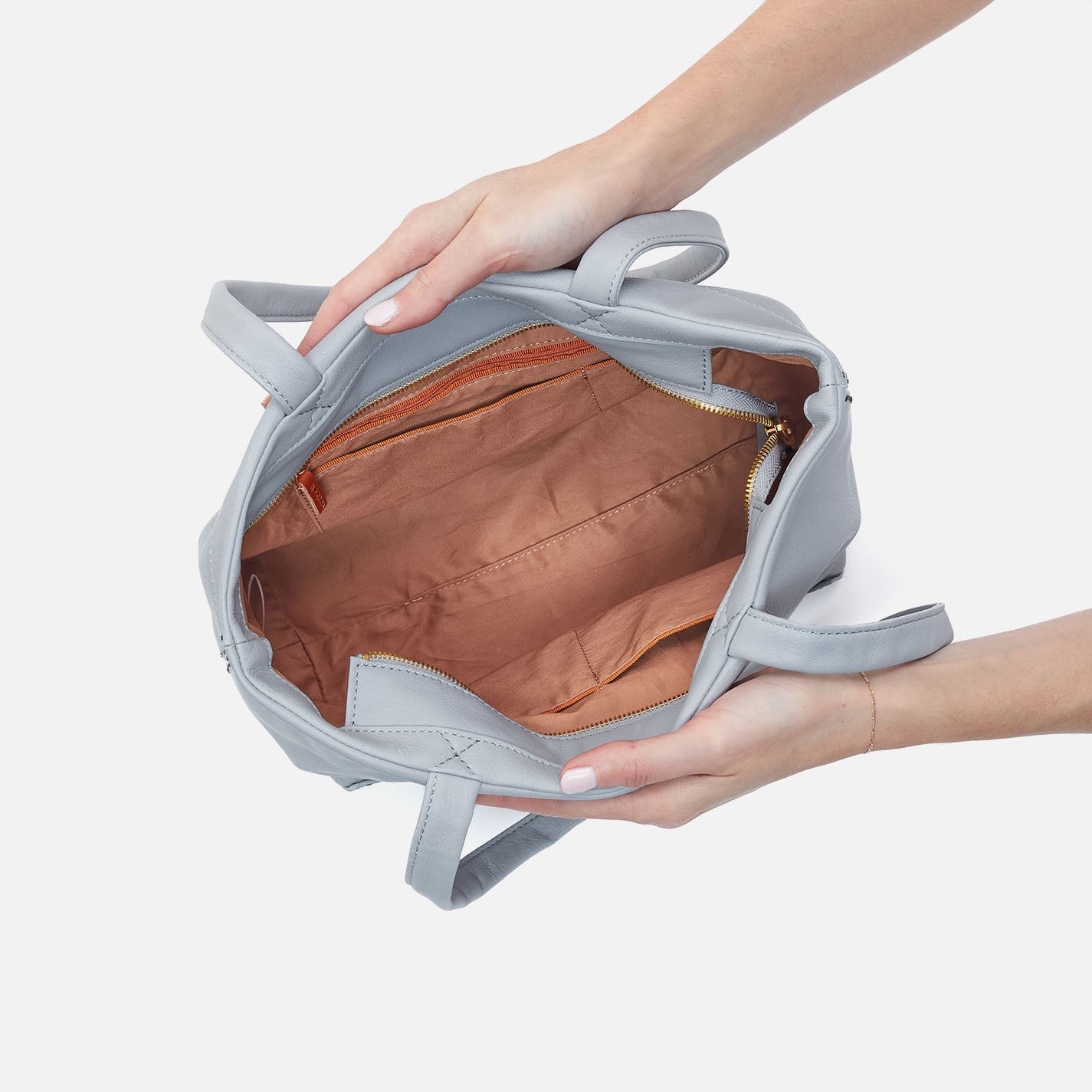 Austin Tote In Pebbled Leather - Blue Pearl - Image 3