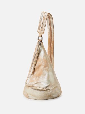 Sway Small Sling In Metallic Leather - Saddle Stardust