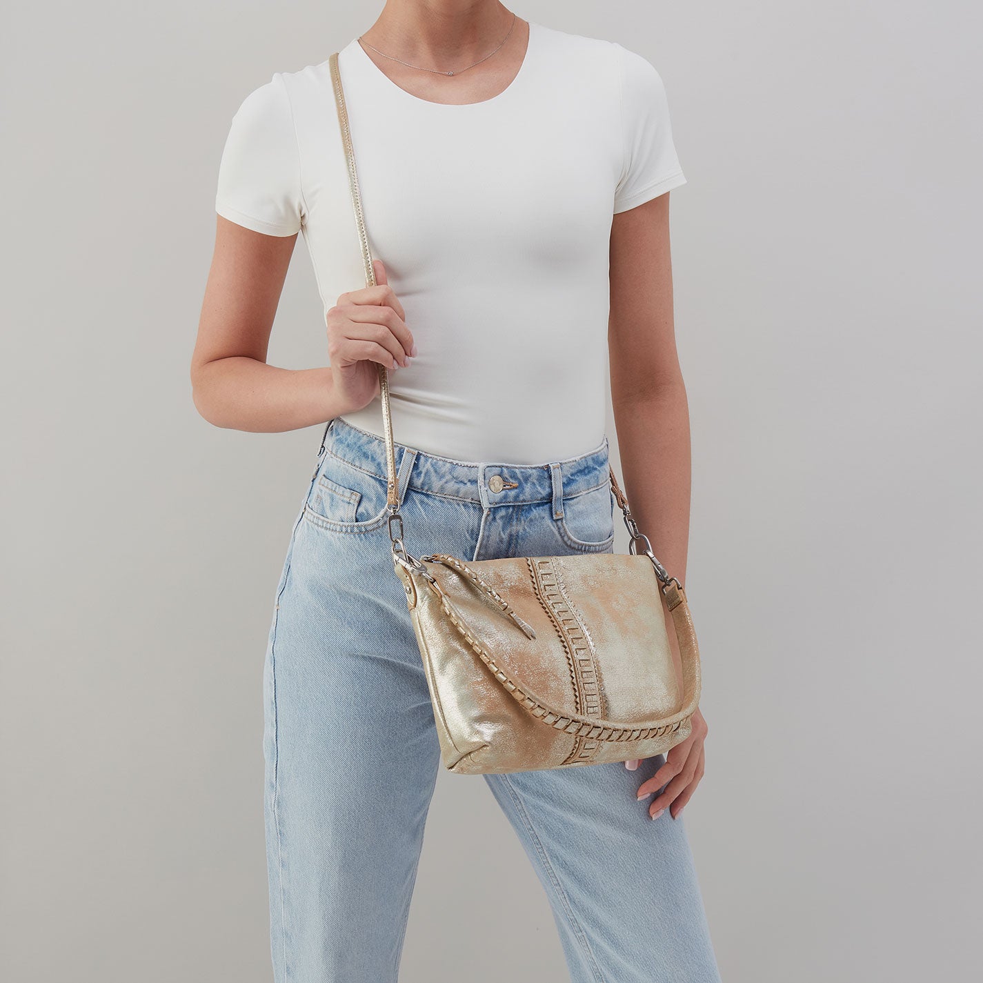 Kori Crossbody In Metallic Leather - Saddle Stardust - Image 3