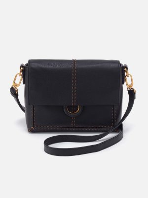 Austin Flap Crossbody in Pebbled Leather - Black