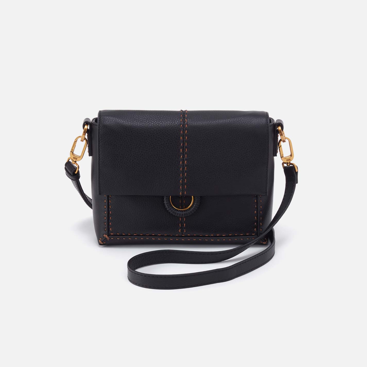 Austin Flap Crossbody in Pebbled Leather - Black
