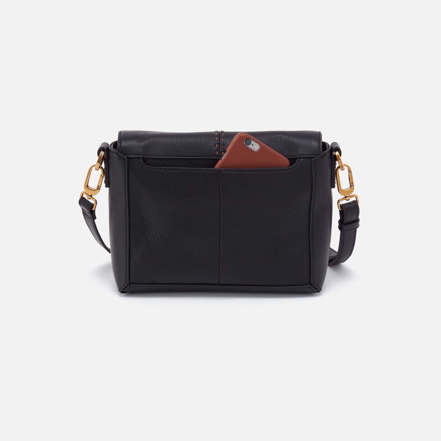 Austin Flap Crossbody in Pebbled Leather - Black - Image 4