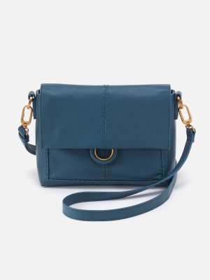 Austin Flap Crossbody in Pebbled Leather - Peacock Feather