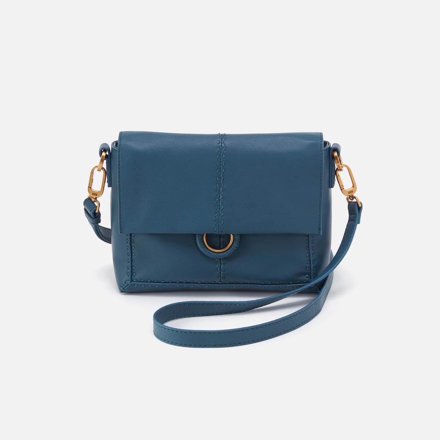 Austin Flap Crossbody in Pebbled Leather - Peacock Feather