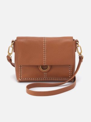Austin Flap Crossbody in Pebbled Leather - Warm Honey