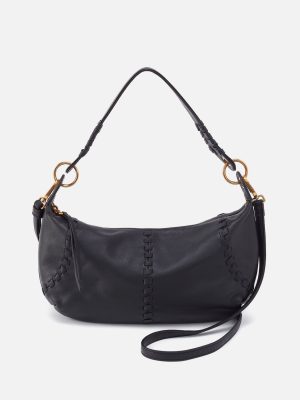 Opal Mini Shoulder in Pebbled Leather - Black