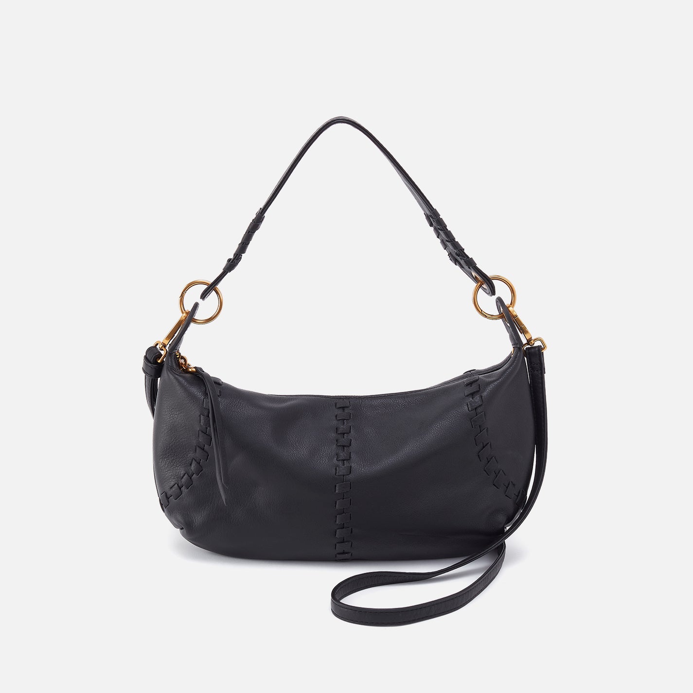 Opal Mini Shoulder in Pebbled Leather - Black