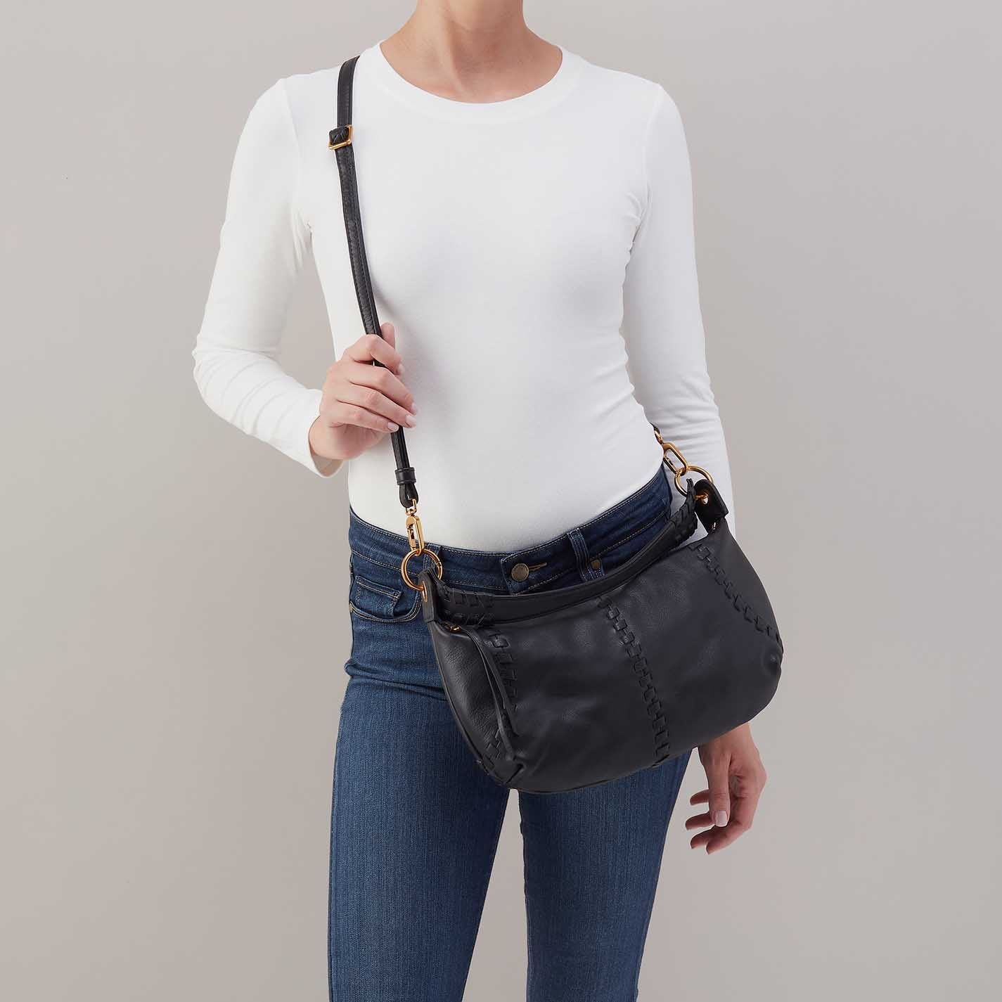 Opal Mini Shoulder in Pebbled Leather - Black - Image 2