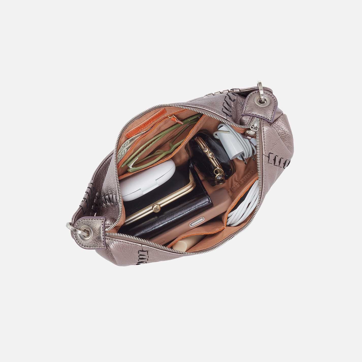 Opal Mini Shoulder in Metallic Leather - Pewter Spur - Image 3