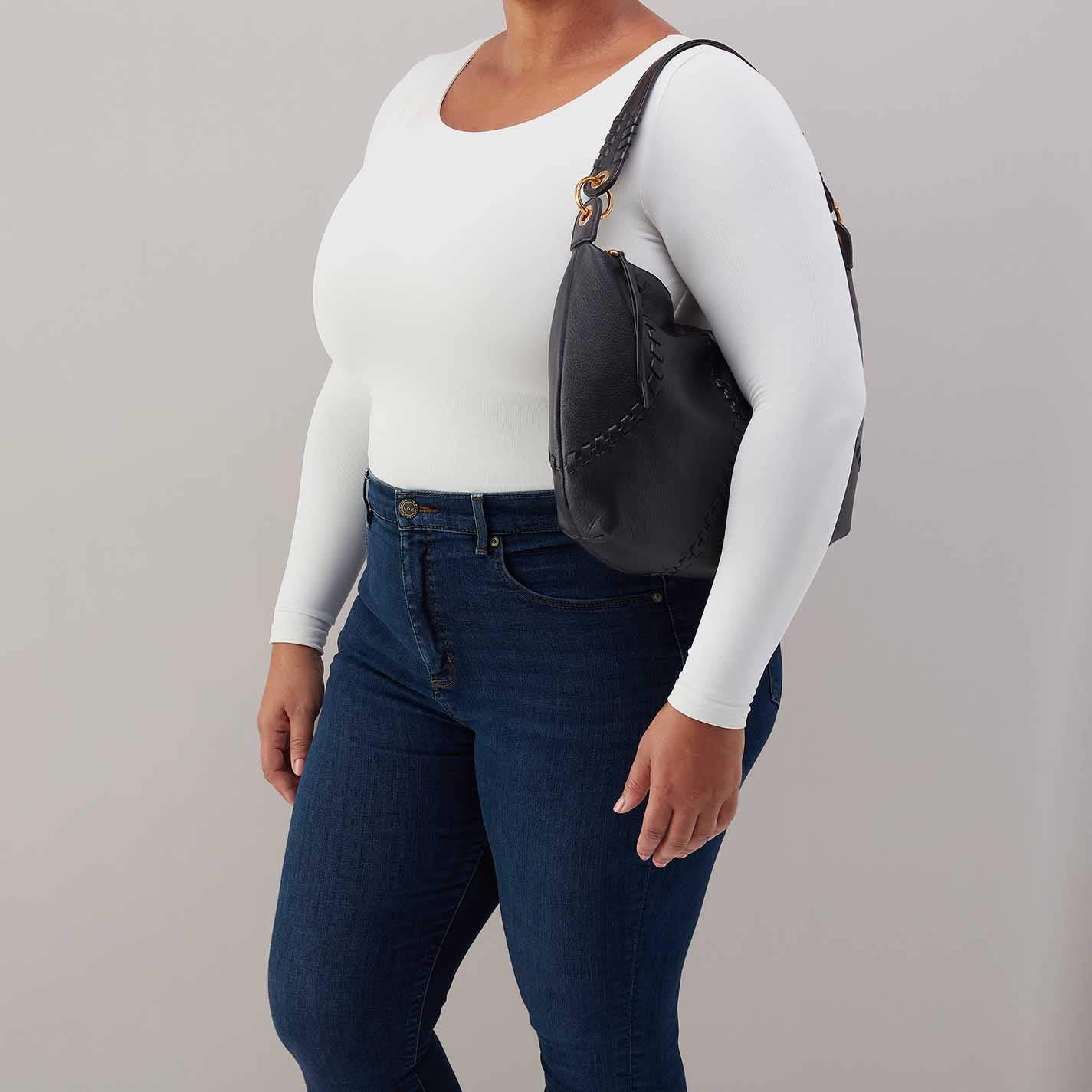 Opal Shoulder in Pebbled Leather - Black - Image 3