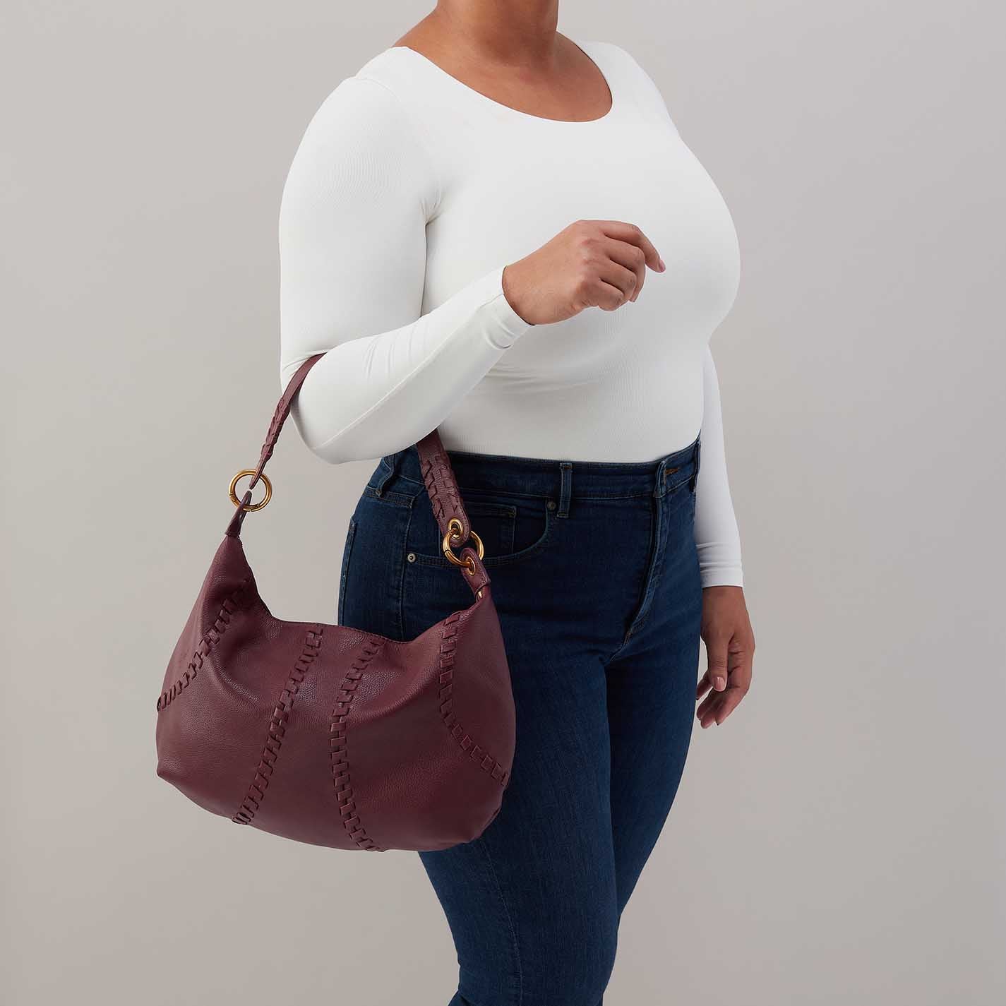 Opal Shoulder in Pebbled Leather - Mulberry Glaze - Image 3