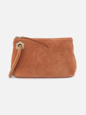 Daisy Daze Large Wristlet in Suede Leather - Oak Barrel