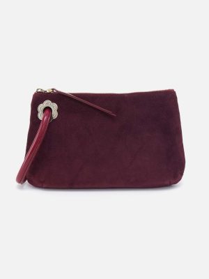 Daisy Daze Large Wristlet in Suede Leather - Prairie Garnet