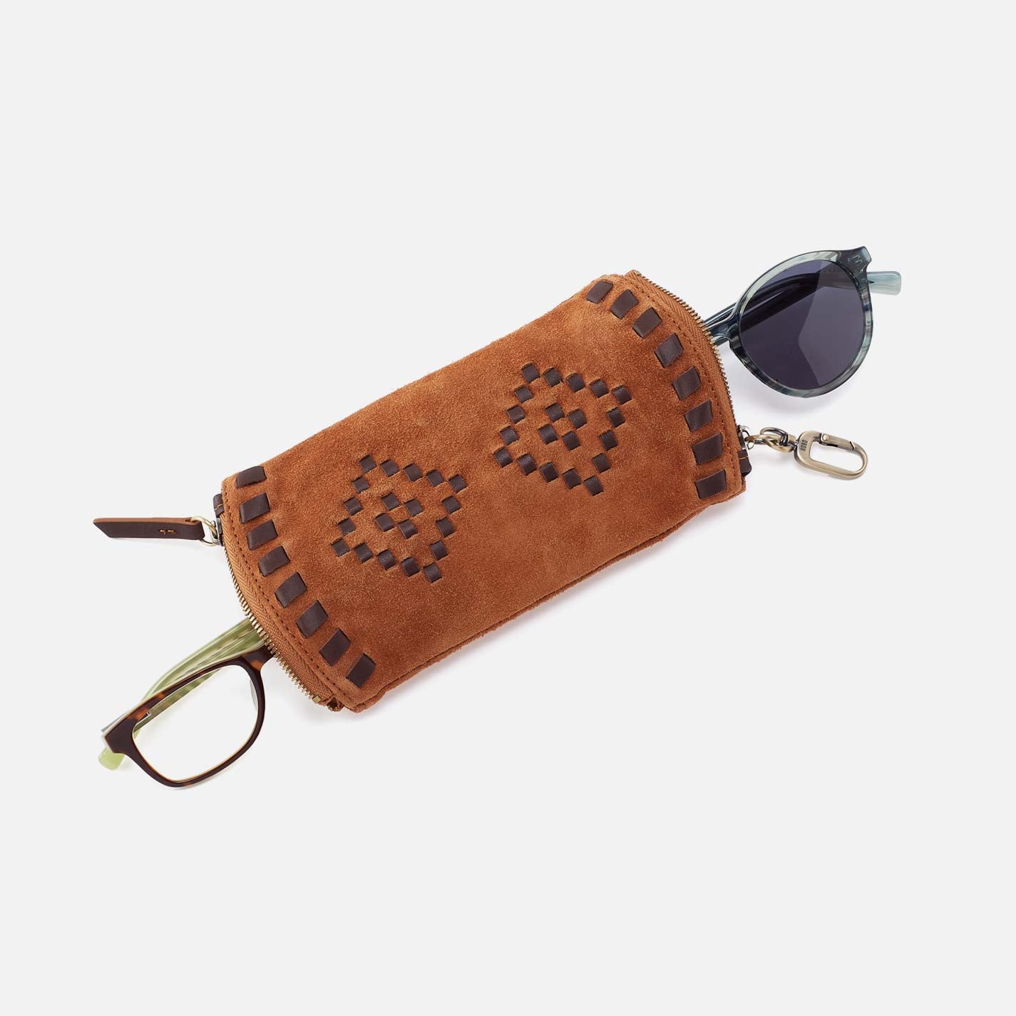 Spark Double Eyeglass Case in Suede Leather - Oak Barrel - Image 2