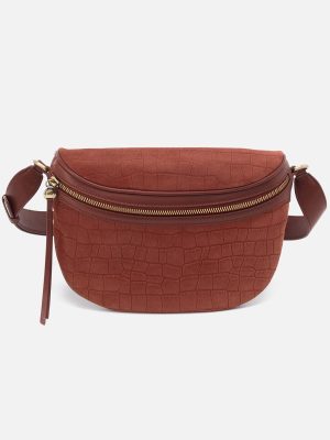 Juno Belt Bag In Suede - Sequoia Croc Emboss