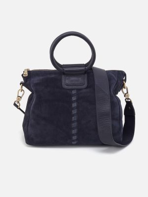 Sheila Medium Satchel in Suede - Navy