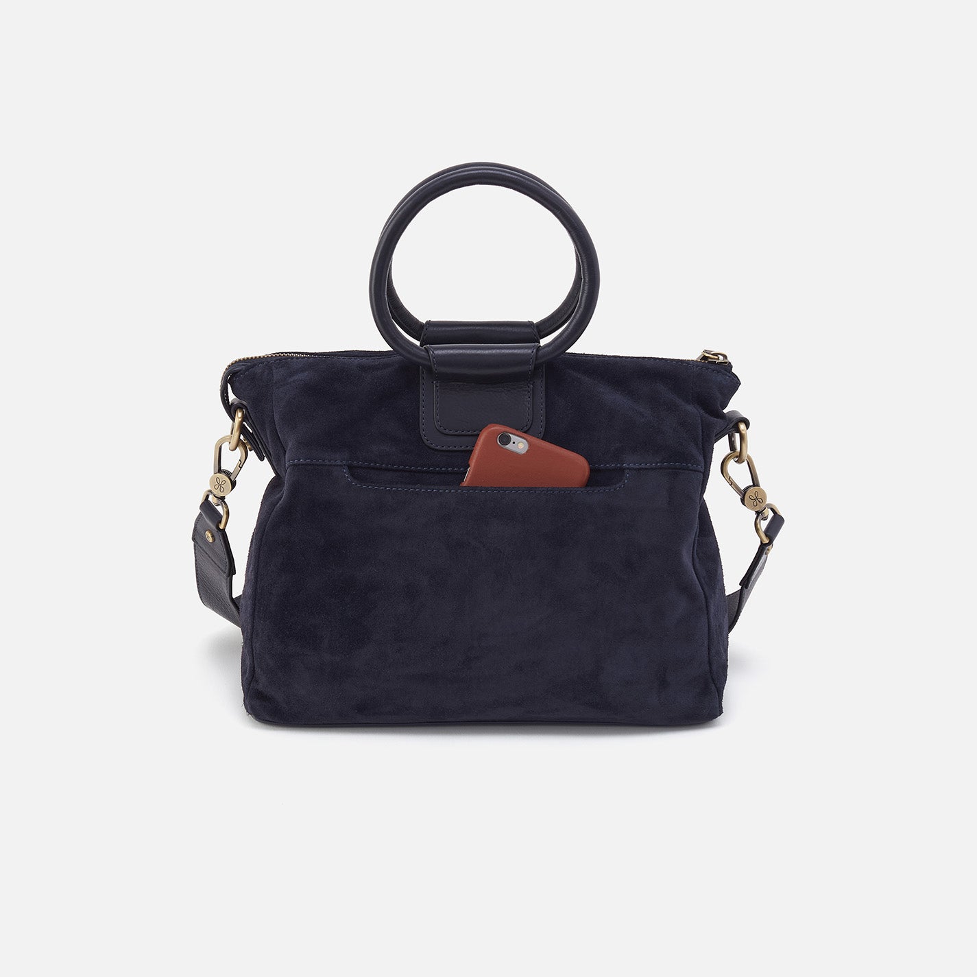 Sheila Medium Satchel in Suede - Navy - Image 4