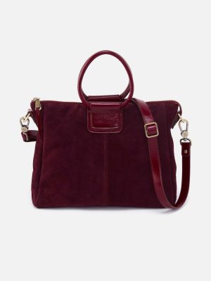 Sheila Medium Satchel in Suede Leather - Prairie Garnet