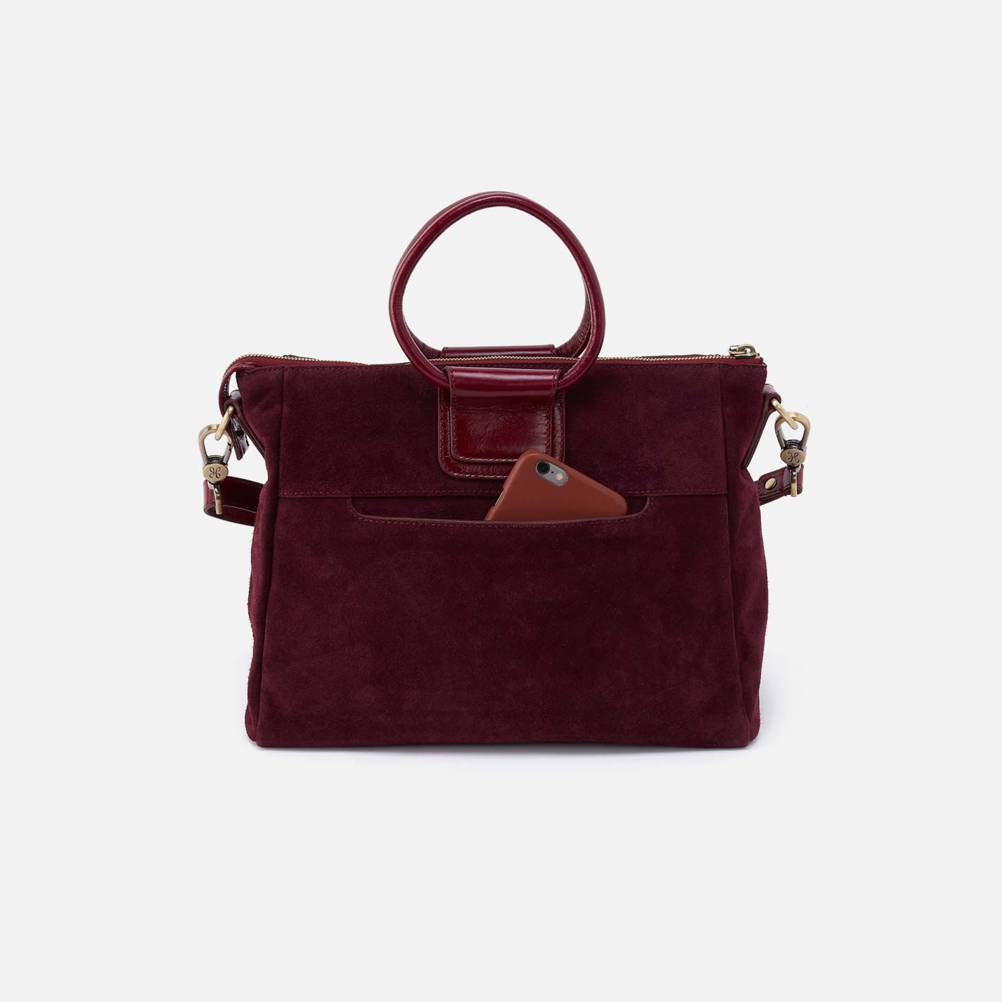 Sheila Medium Satchel in Suede Leather - Prairie Garnet - Image 4