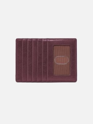 Euro Slide Card Case In Metallic Leather - Frosted Plum