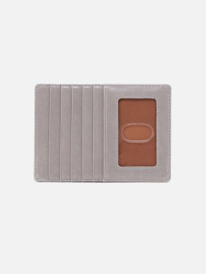 Euro Slide Card Case In Polished Leather - Light Grey