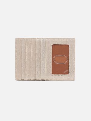 Euro Slide Card Case In Metallic Leather - Sand Shimmer