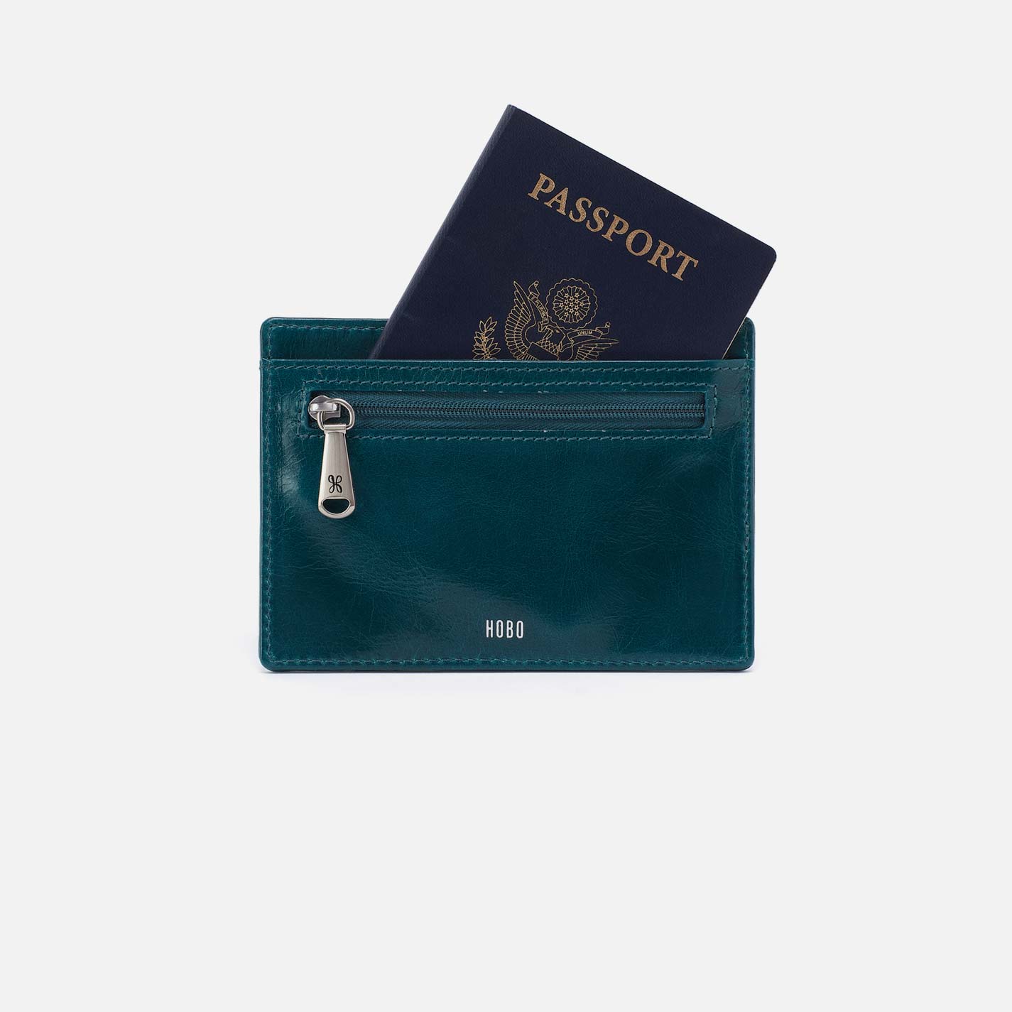 Euro Slide Card Case in Polished Leather - Wild Bluegrass - Image 2