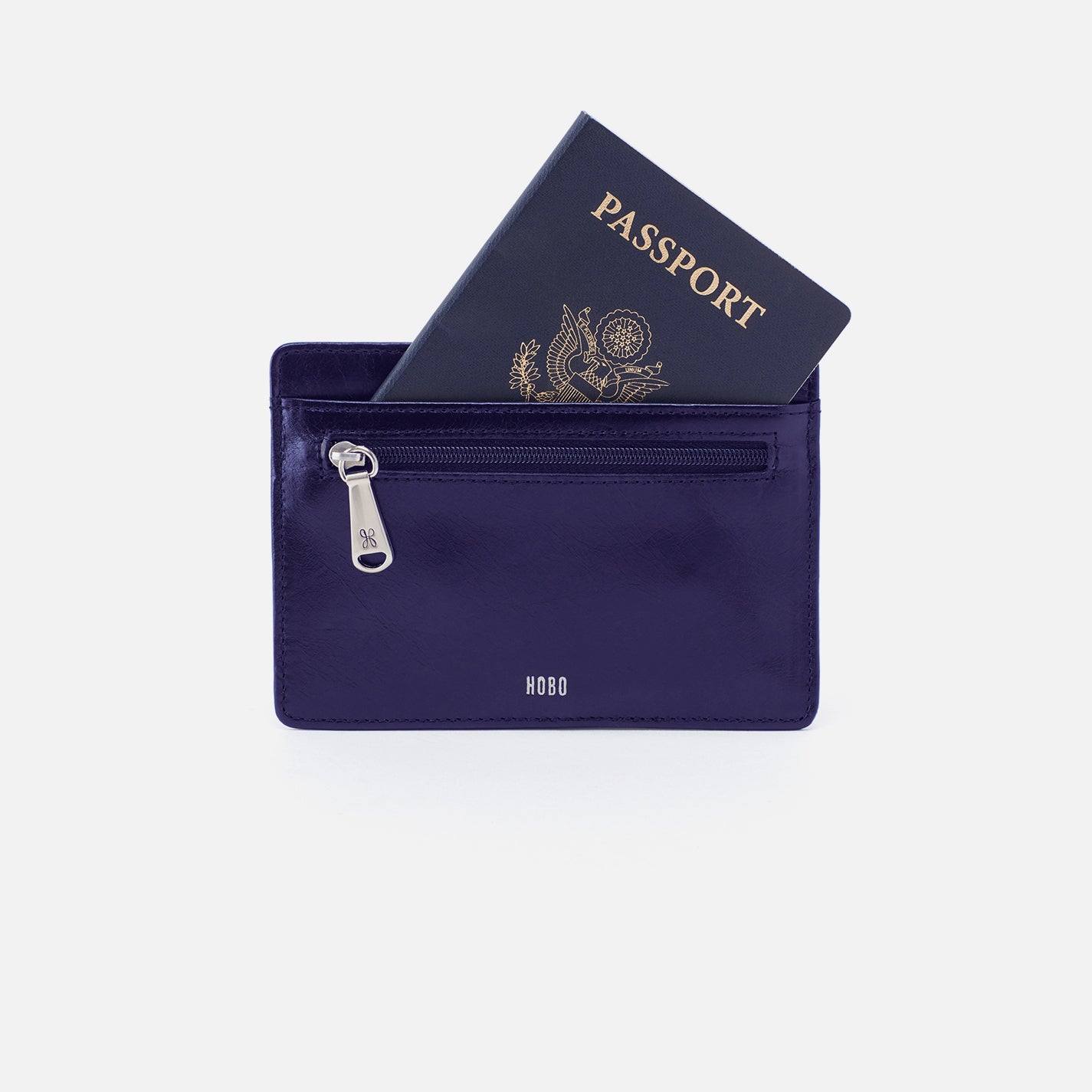 Euro Slide Card Case in Polished Leather - Winter Violet - Image 2