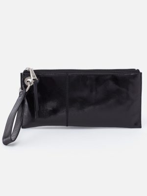 Vida Wristlet in Polished Leather - Black