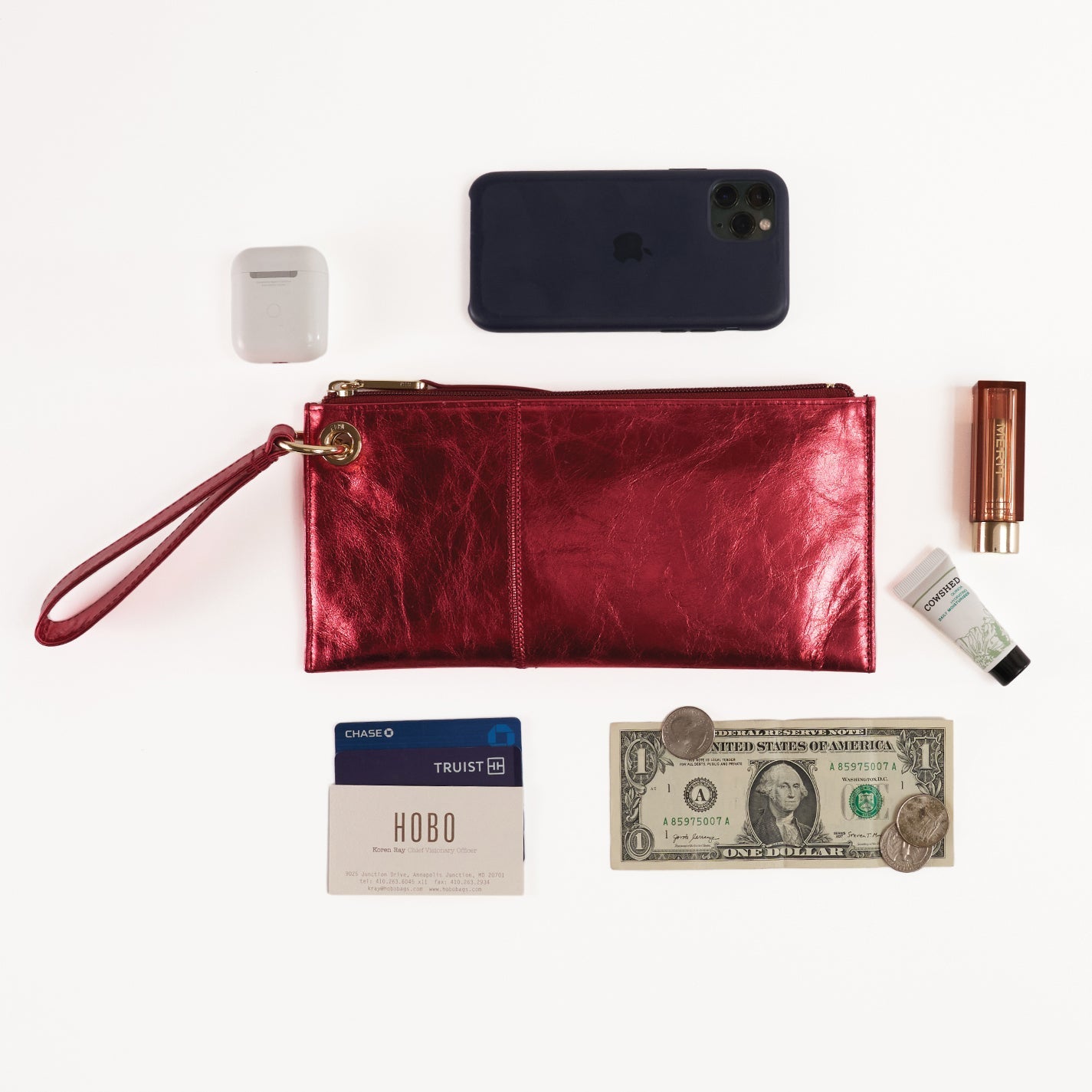 Vida Wristlet in Polished Leather - Black - Image 6