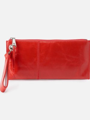 Vida Wristlet In Polished Leather - Grenadine