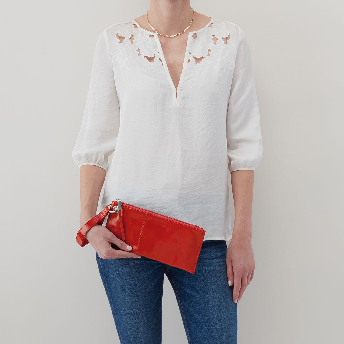 Vida Wristlet In Polished Leather - Grenadine - Image 2