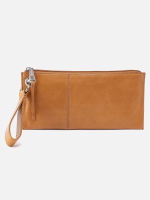 Vida Wristlet in Polished Leather - Natural