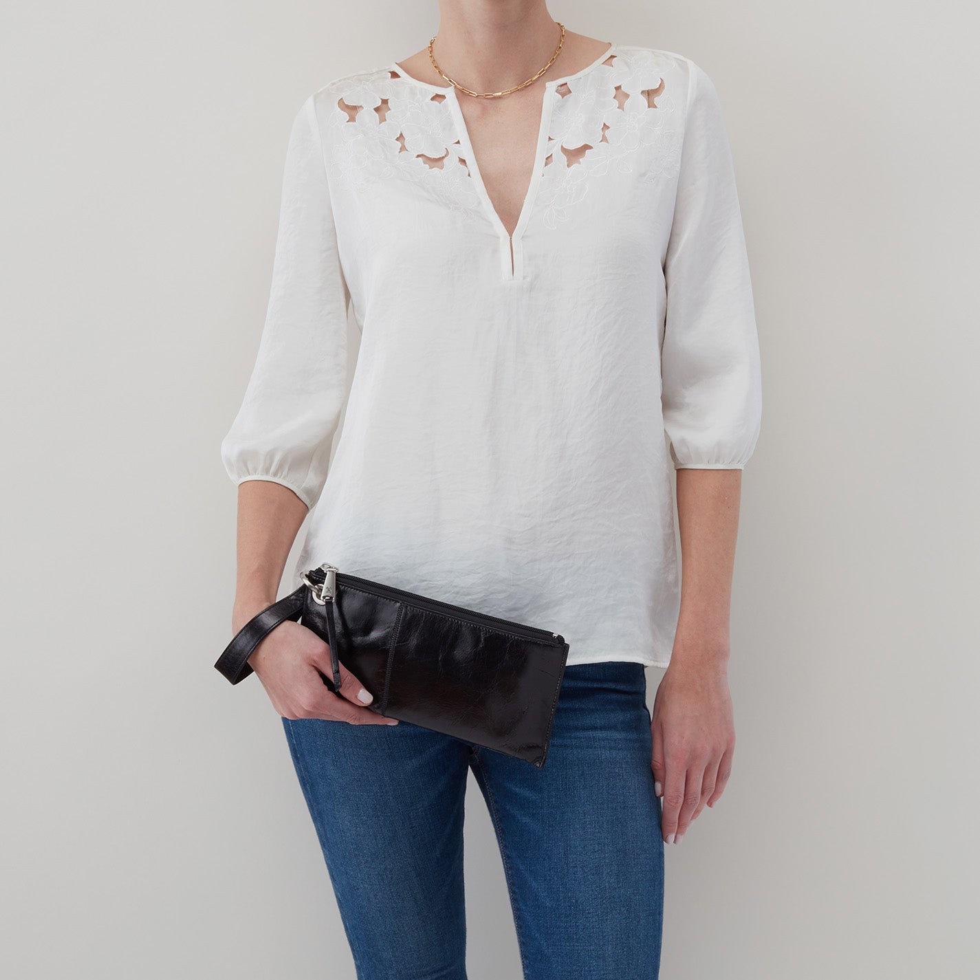 Vida Wristlet in Polished Leather - Natural - Image 3