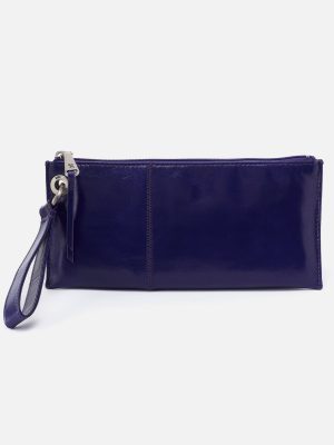 Vida Wristlet in Polished Leather - Winter Violet