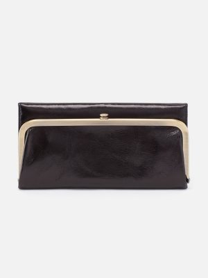 Rachel Continental Wallet in Polished Leather - Black