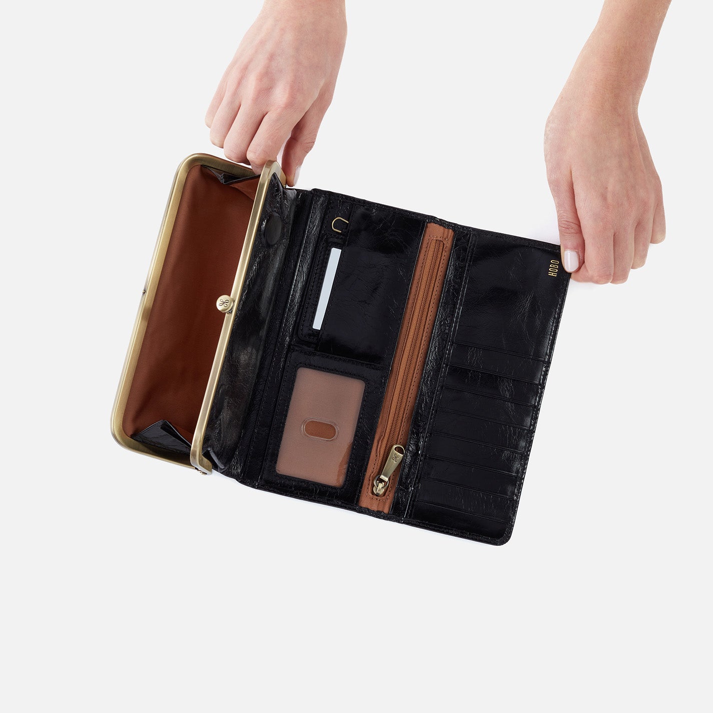 Rachel Continental Wallet in Polished Leather - Black - Image 3