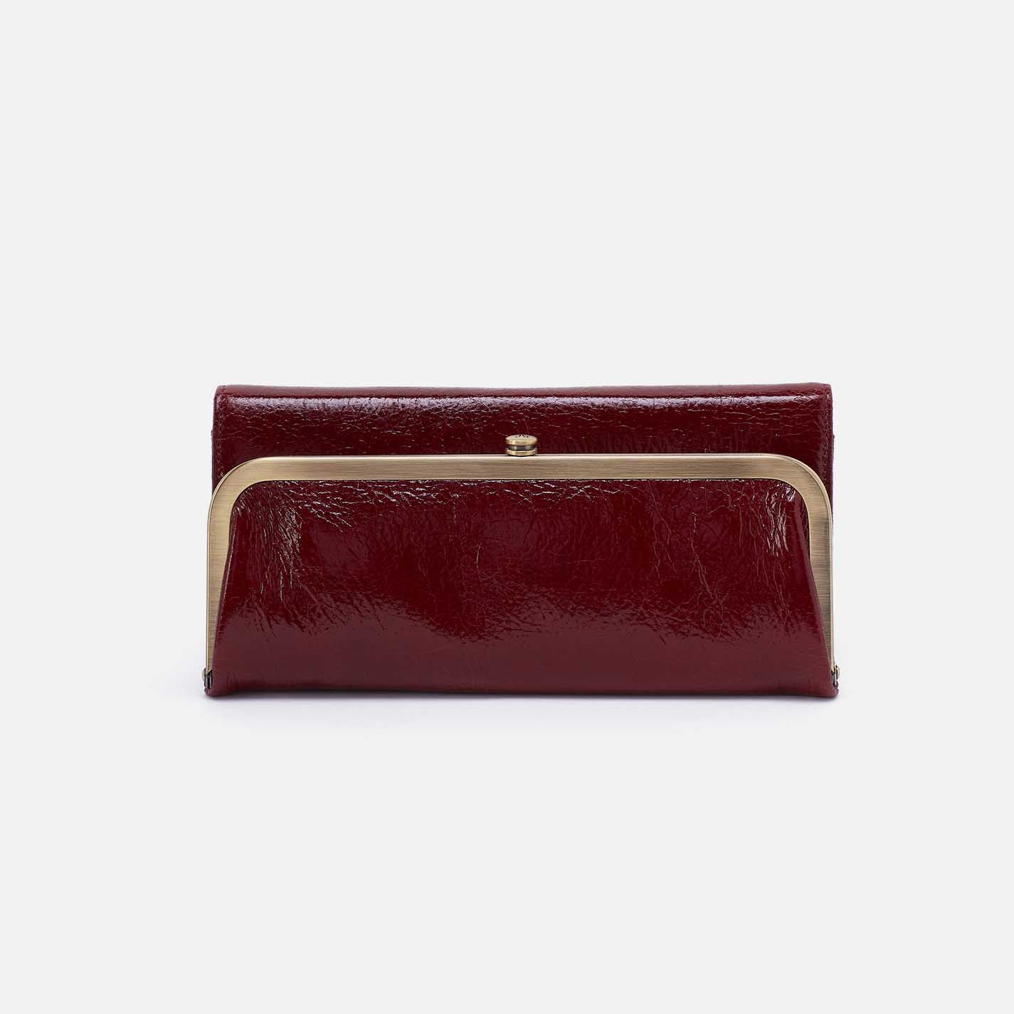 Rachel Continental Wallet in Aniline Gloss Leather - Garnet Gloss