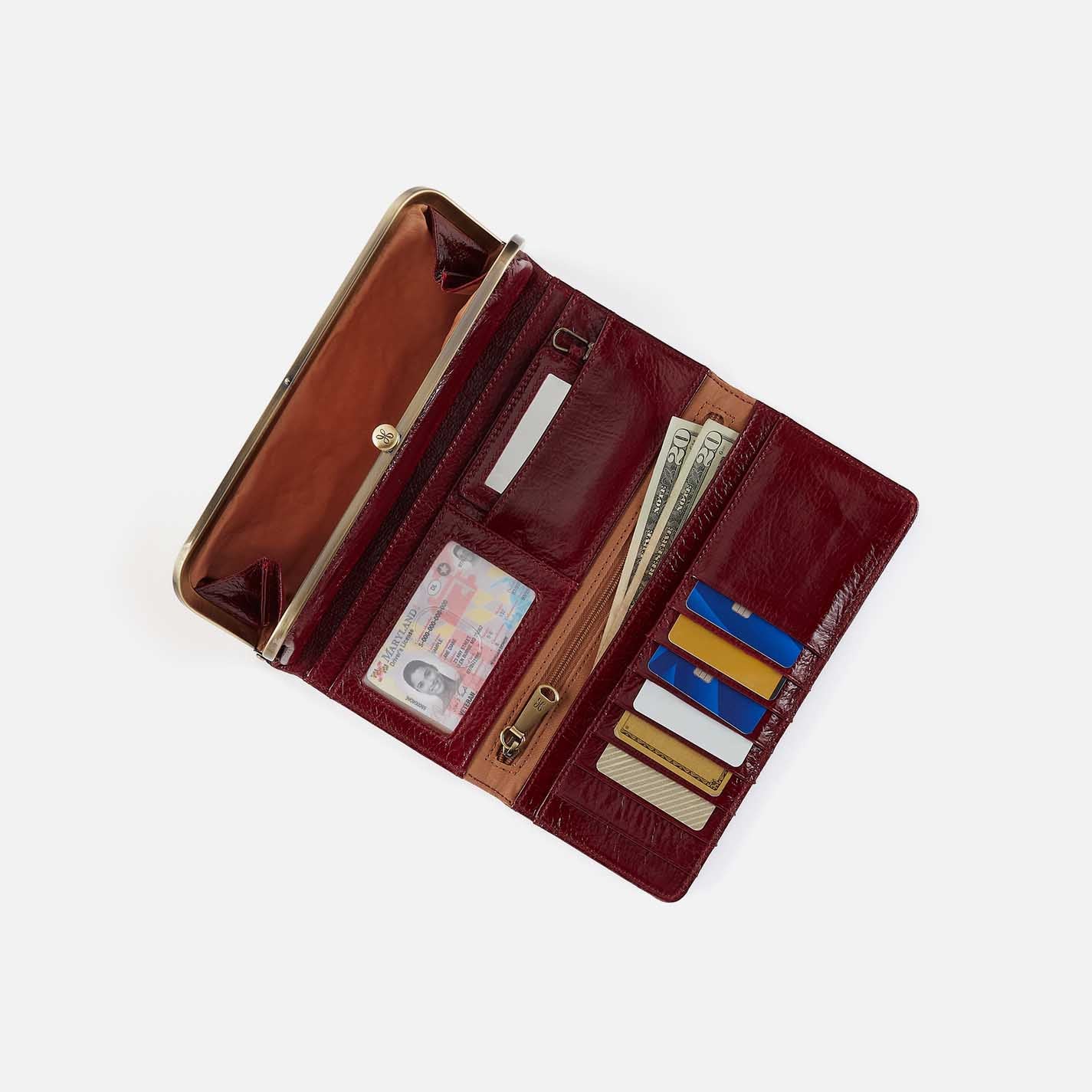 Rachel Continental Wallet in Aniline Gloss Leather - Garnet Gloss - Image 2