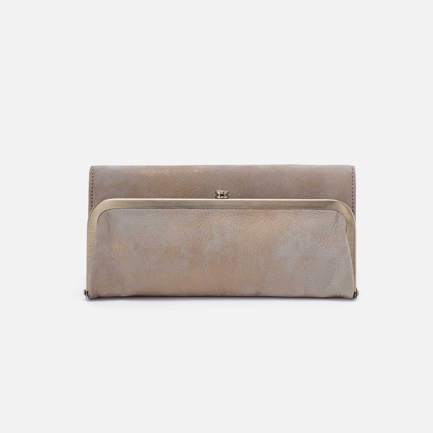 Rachel Continental Wallet in Nubuck Leather - Golden Granite