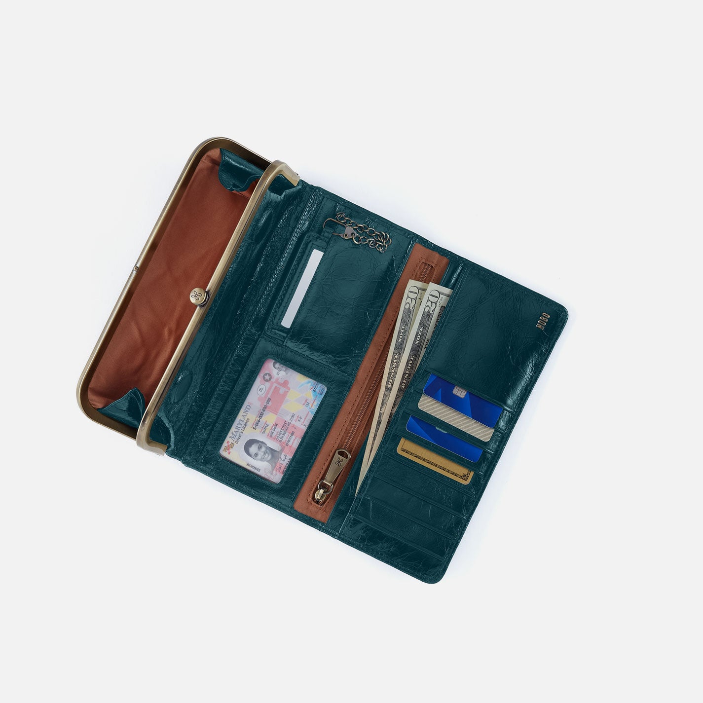 Rachel Continental Wallet in Polished Leather - Wild Bluegrass - Image 2