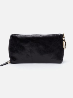 Spark Double Eyeglass Case in Polished Leather - Black