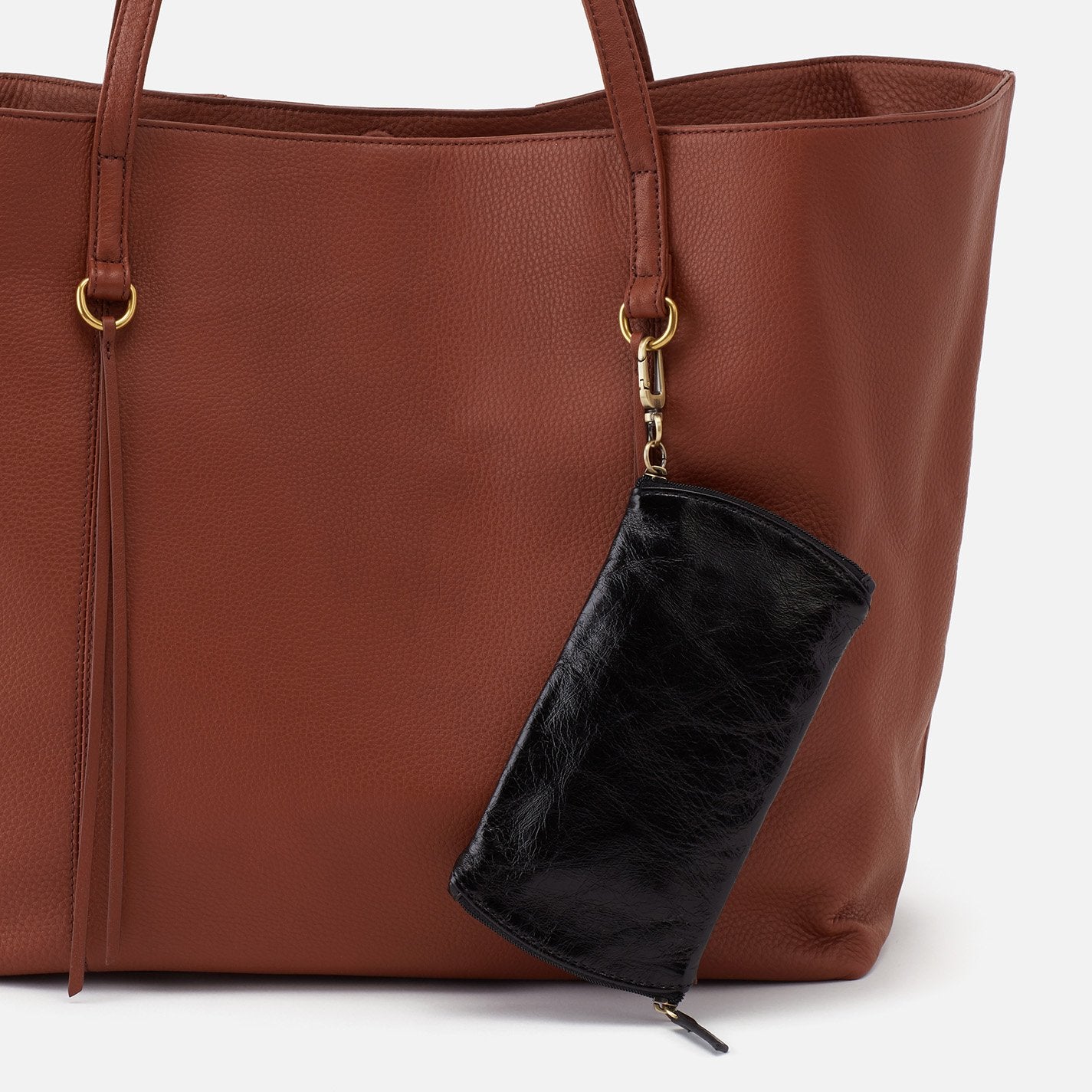 Spark Double Eyeglass Case in Polished Leather - Black - Image 6