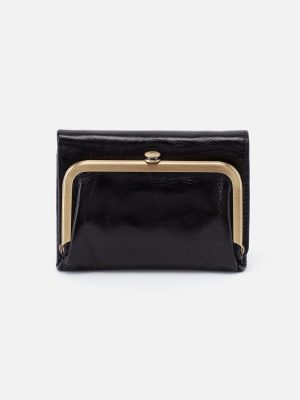 Robin Compact Wallet in Polished Leather - Black