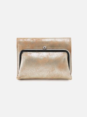 Robin Compact Wallet In Metallic Leather - Saddle Stardust
