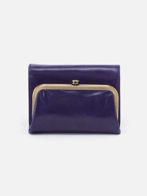 Robin Compact Wallet in Polished Leather - Winter Violet