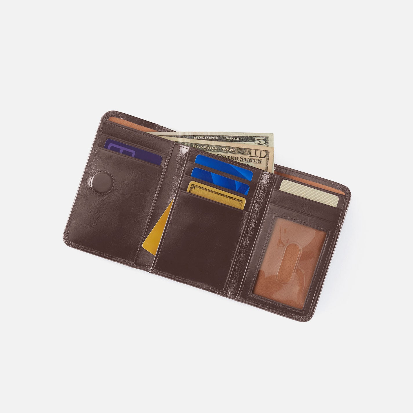 Jill Trifold Wallet in Polished Leather - Hearthstone - Image 2