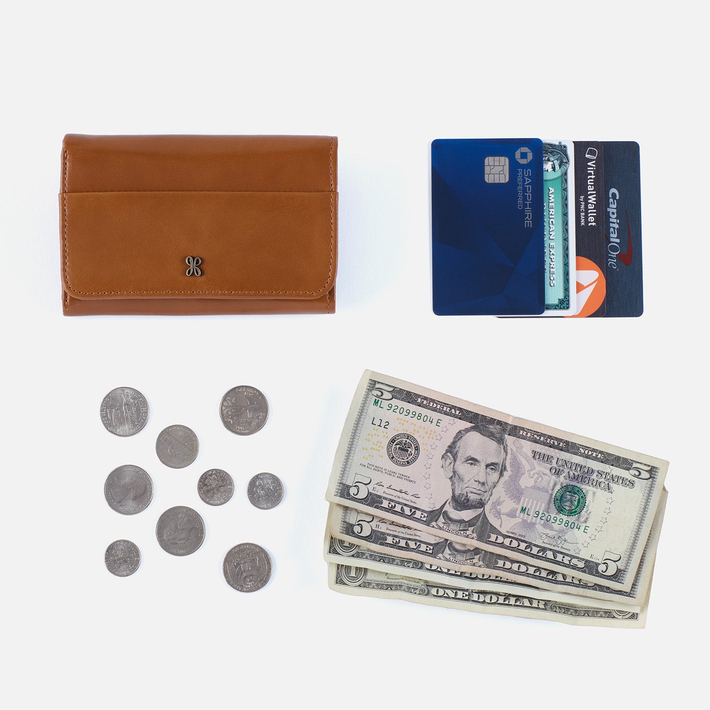 Jill Trifold Wallet In Polished Leather - Light Grey - Image 2