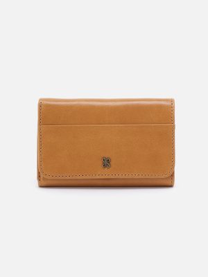 Jill Trifold Wallet In Polished Leather - Natural