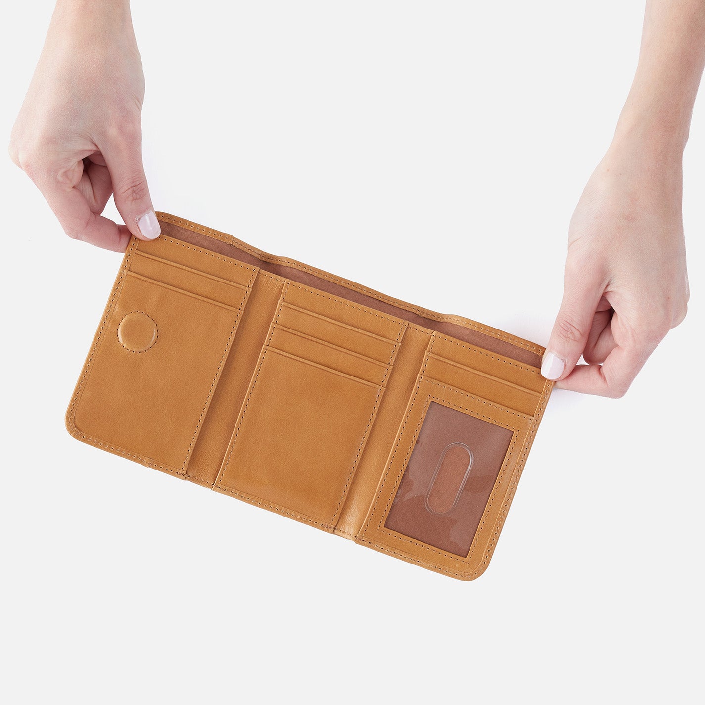Jill Trifold Wallet In Polished Leather - Natural - Image 3